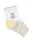 Бело-желтые носки с декором "кот"