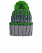 Серая шапка с зеленым помпоном Catya | Фото 2