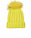 Желтая шапка из шерсти с меховым помпоном Regina | Фото 2