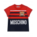 Красно-синяя футболка с логотипом Moschino | Фото 1