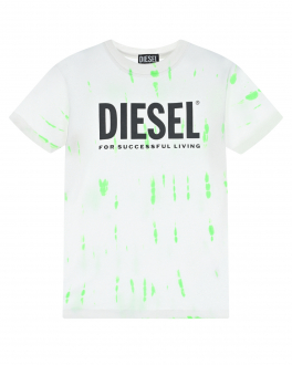 Белая футболка с зелеными пятнами Diesel Мультиколор, арт. J00754 KYASX K100J | Фото 1