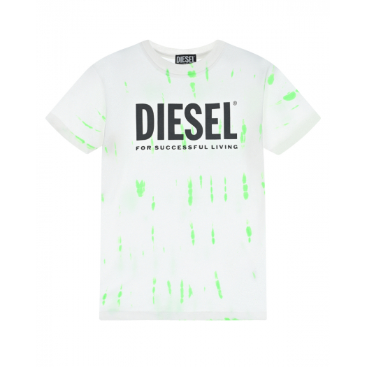 Белая футболка с зелеными пятнами Diesel | Фото 1