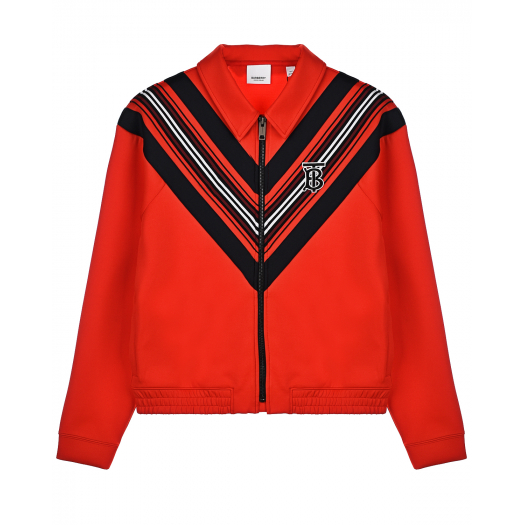 Красная спортивная куртка с отделкой в полоску Burberry | Фото 1