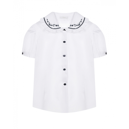 Белая рубашка с короткими рукавами и вышивкой Tre Api | Фото 1