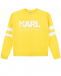 Желтый свитшот с принтом логотипа и полосками на рукавах Karl Lagerfeld kids | Фото 1