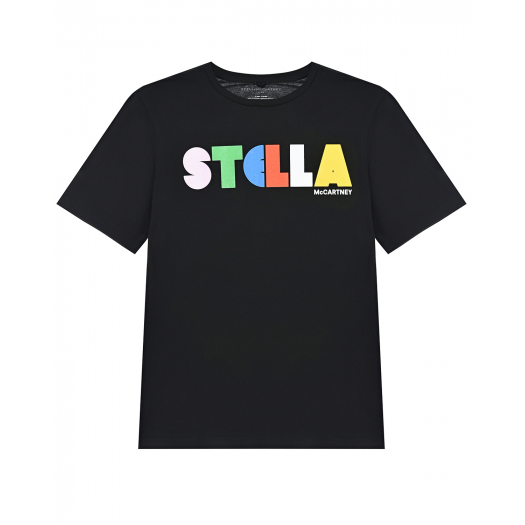 Черная футболка с разноцветным логотипом Stella McCartney | Фото 1