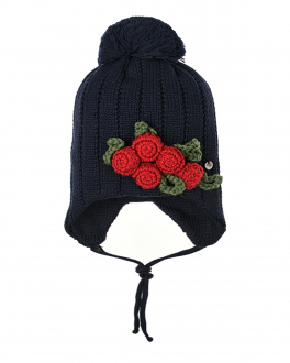 Черная шапка с цветочным декором Aletta Синий, арт. CR220852 1244 | Фото 1