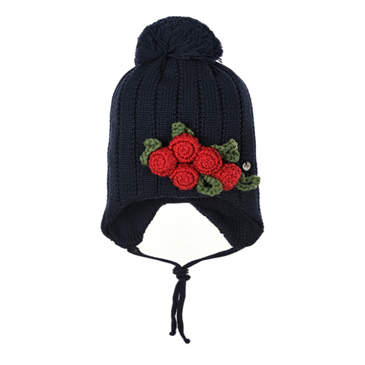 Черная шапка с цветочным декором Aletta | Фото 1