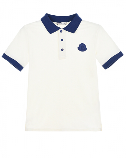 Белая футболка-поло с контрастным логотипом Moncler | Фото 1