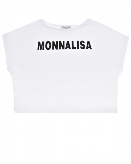 Укороченная футболка с контрастным лого Monnalisa | Фото 1