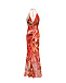 Платье с принтом &quot;перья&quot;, красное Roberto Cavalli | Фото 2