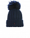 Синяя шапка из кашемира с меховым помпоном Woolrich | Фото 2