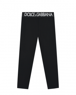 Черные леггинсы с лого на поясе Dolce&Gabbana Черный, арт. L5JP3J G7E3K N0000 | Фото 1
