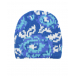 Голубая шапка из шерсти с цветочным декором  | Фото 1