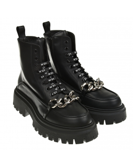 Высокие черные ботинки с цепью No. 21 Черный, арт. 69319 VAR.1 | Фото 1