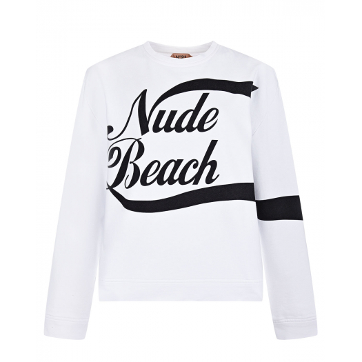 Белый свитшот с надписью &quot;Nude Beach&quot; No. 21 | Фото 1