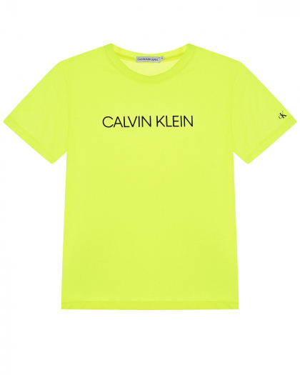 Салатовая футболка с логотипом Calvin Klein | Фото 1