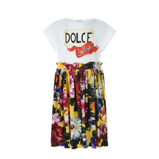 Трикотажное платье с цветочным принтом Dolce&Gabbana | Фото 1