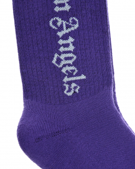 Фиолетовые носки с логотипом Palm Angels Фиолетовый, арт. PGRA001F21KNI001 3701 | Фото 2