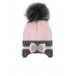 Розовая шапка с серым отворотом Joli Bebe | Фото 1