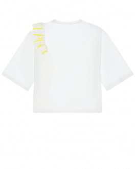 Белая футболка с воланом Emilio Pucci Белый, арт. 9Q8111 Z0026 100 | Фото 2