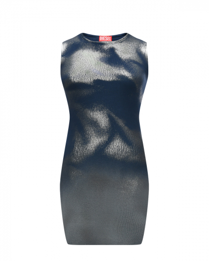 Платье мини с серебряным нанесением, тёмно-синее Diesel | Фото 1