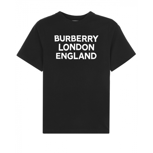 Черная футболка с белым принтом Burberry | Фото 1