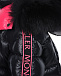 Черное пальто-пуховик с лампасами и меховой отделкой Moncler | Фото 5