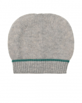 Серая кашемировая шапка с зеленой полосой Tomax Серый, арт. 22AIC804CU С106 | Фото 1