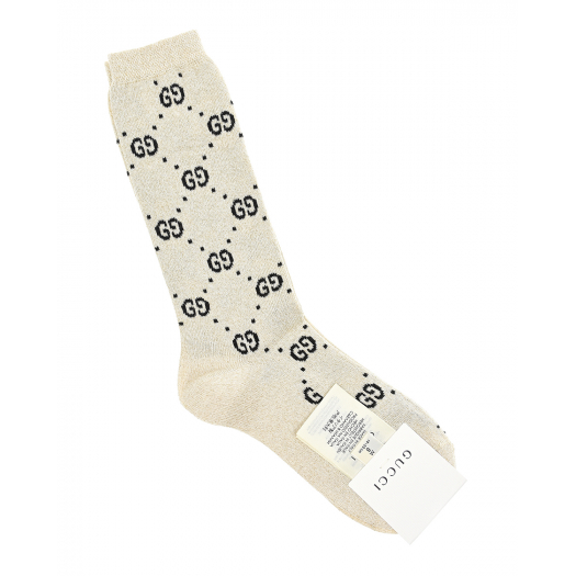 Кремовые носки с люрексом GUCCI | Фото 1