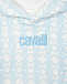 Бело-голубая толстовка-худи с лого Roberto Cavalli | Фото 3