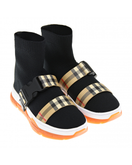 Кроссовки-носки с логотипом Burberry Черный, арт. 8041008 A1189 | Фото 1