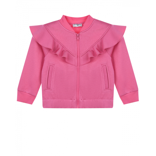 Розовая спортивная куртка с оборками Monnalisa | Фото 1