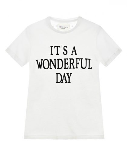Белая футболка с принтом its a wonderful day Alberta Ferretti | Фото 1