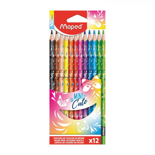 Цветные карандаши MINI CUTE декорированные, пластиковые, 12 цветов Maped | Фото 1
