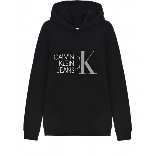 Черная толстовка-худи с логотипом Calvin Klein | Фото 1
