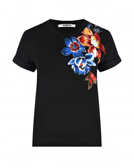 Черная футболка с цветочной вышивкой Vivetta Черный, арт. V2MF021 6325 9000 | Фото 1