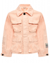 Джинсовая куртка с накладными карманами, розовая