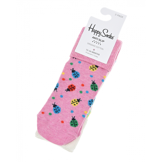 Носки с защитой от скольжения, 2 шт, розовый/белый Happy Socks | Фото 1