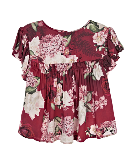 Блуза из вискозы с цветочным принтом Monnalisa | Фото 1