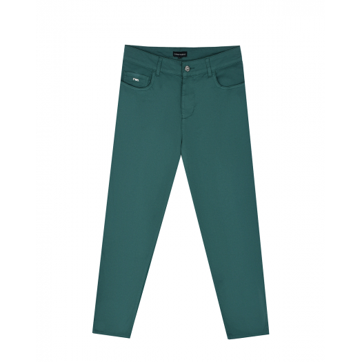 Зеленые брюки из хлопка Emporio Armani | Фото 1