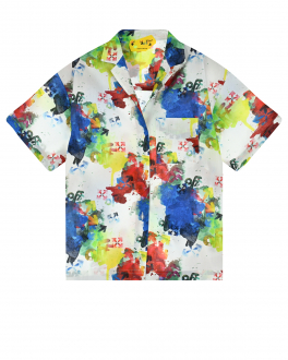 Рубашка с короткими рукавами, принт &quot;пятна краски&quot; Off-White Мультиколор, арт. OGGA005S22FAB0020184 | Фото 1