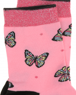 Розовые носки с принтом &quot;бабочки&quot; Story Loris Розовый, арт. 6119 H71 | Фото 2