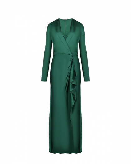 Платье зеленого цвета с драпировкой Alberta Ferretti | Фото 1