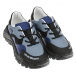 Кожаные кроссовки с синими вставками Emporio Armani | Фото 1