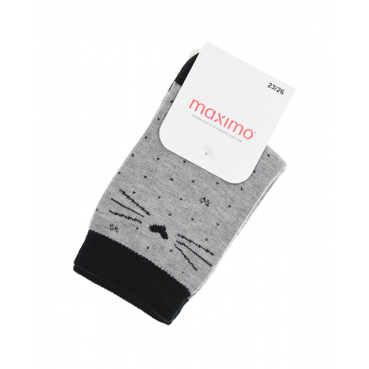 Серые носки с принтом &quot;котик&quot; MaxiMo | Фото 1