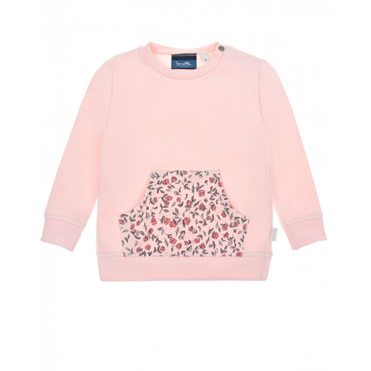 Розовый свитшот с карманом-кенгуру Sanetta Kidswear | Фото 1