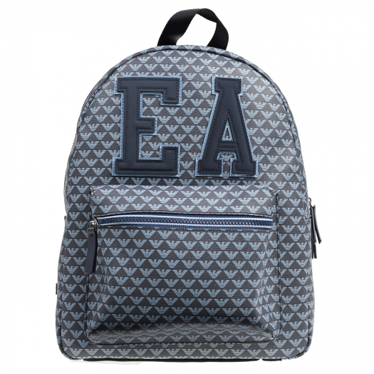 Синий рюкзак с крупным лого, 37x30x14 см Emporio Armani | Фото 1