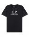 Черная футболка с белым логотипом CP Company | Фото 1