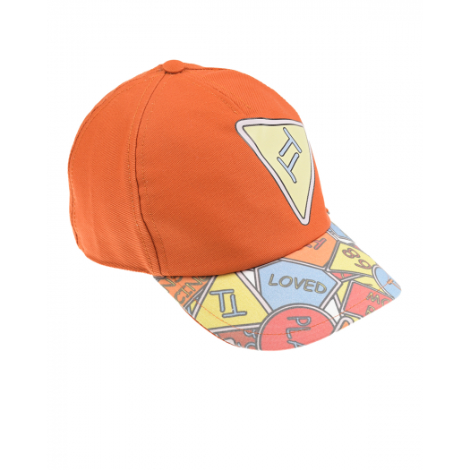 Оранжевая кепка с принтом &quot;дорожные знаки&quot; Il Trenino | Фото 1